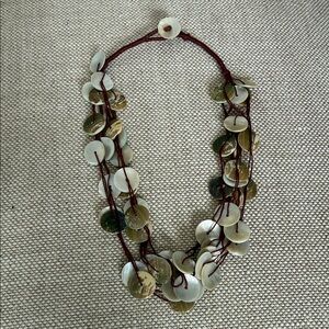 Handcrafted Abalone Olive Green Shell Disc Necklace - Women Jewelry